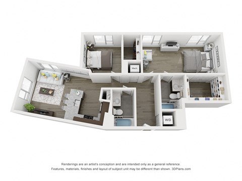 B4 Floor Plan at South Falls Tower, Richmond, VA